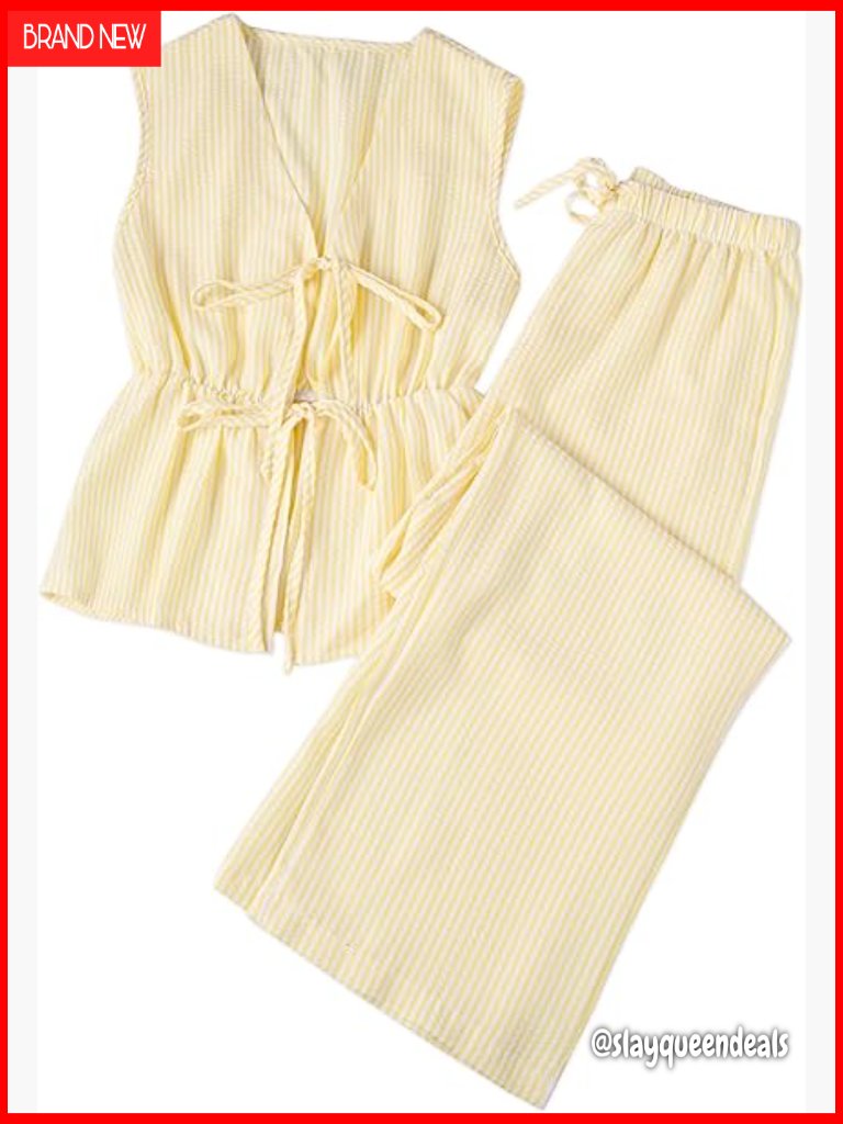 Striped Peplum Tank Top Wide Leg Pants Set Summer Outfit